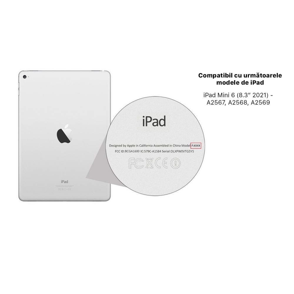 Husă magnetică cu spate transparent și colțuri întărite iPad mini 6, Auriu