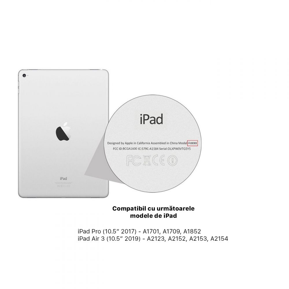 Husă magnetică cu spate transparent și colțuri întărite iPad Air 3 / iPad Pro 10.5, Sky Blue